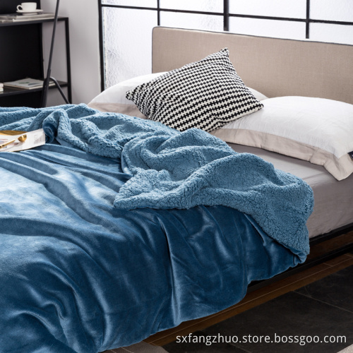 luxury fur double layer flannel big sherpa throw blanket for winter